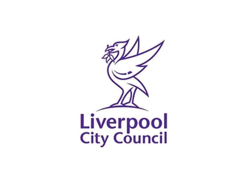 Logo of Liverpool City Council featuring a stylized bird in purple, symbolizing the city's political heritage, above the text "Liverpool City Council" on a white background.